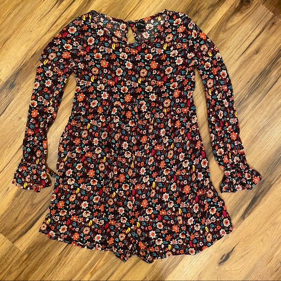 Floral Red Romper - Picture 1 of 4